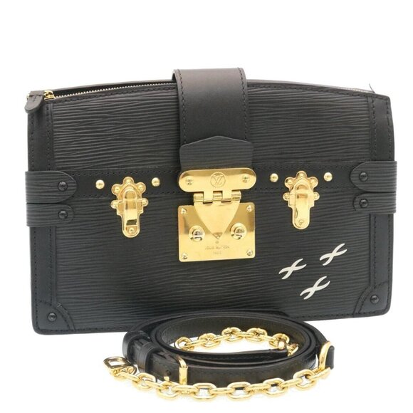 LOUIS VUITTON Epi Trunk Clutch 2Way Shoulder Bag Black M53052 LV Auth 28382A - Picture 1 of 16